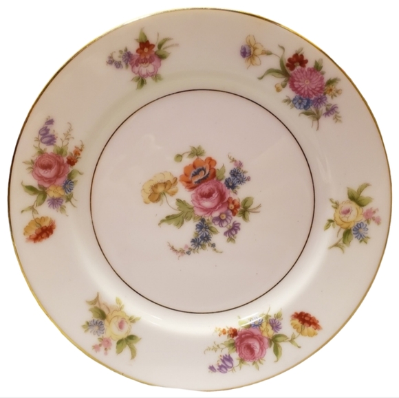 1 Vtg 1933 Bread/Butter Plate Phyliss By Noritake Roses Flowers Porcelain Gold - Picture 1 of 5